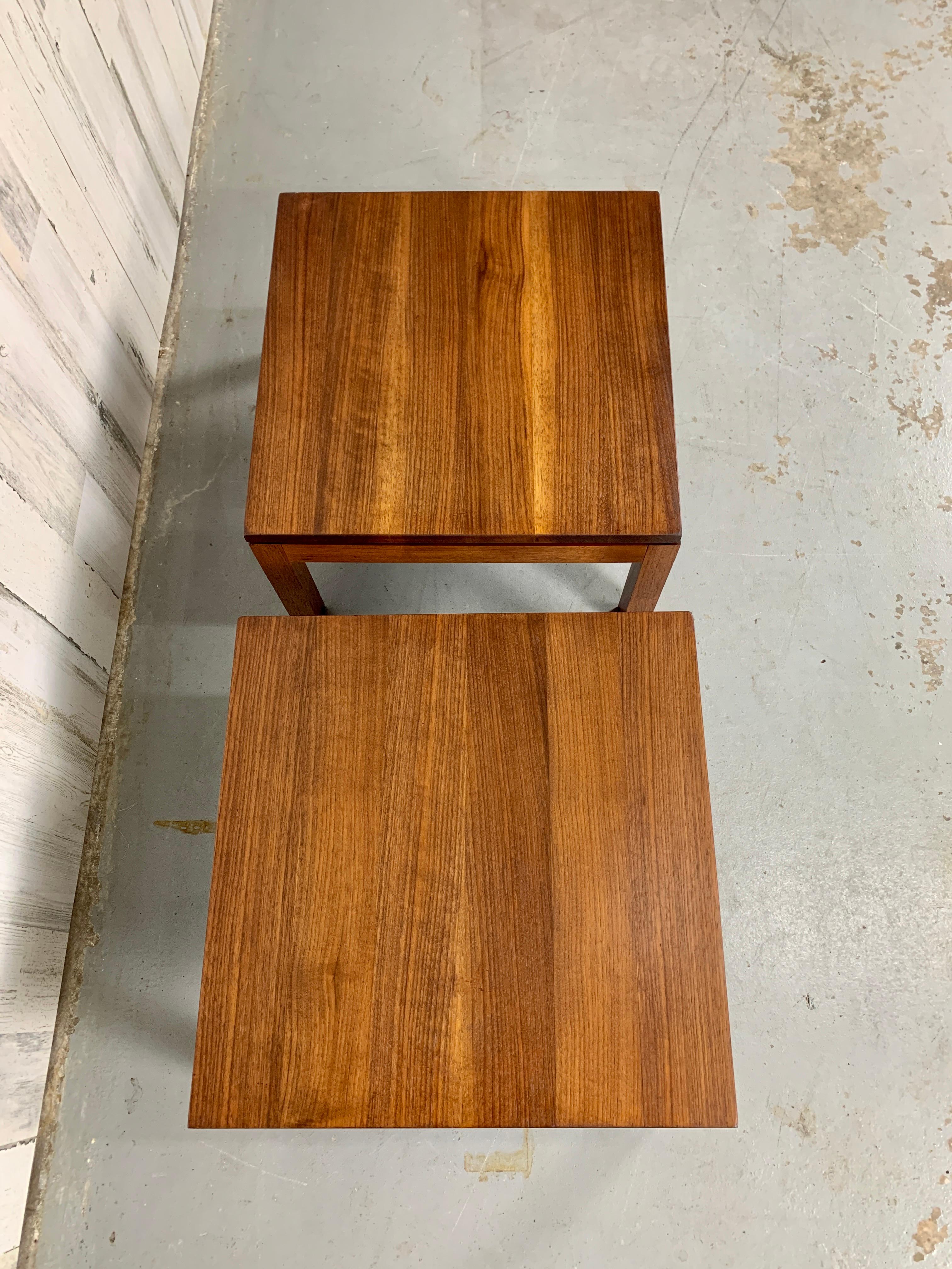 Parsons Style Walnut Low End Tables  In Good Condition In Denton, TX