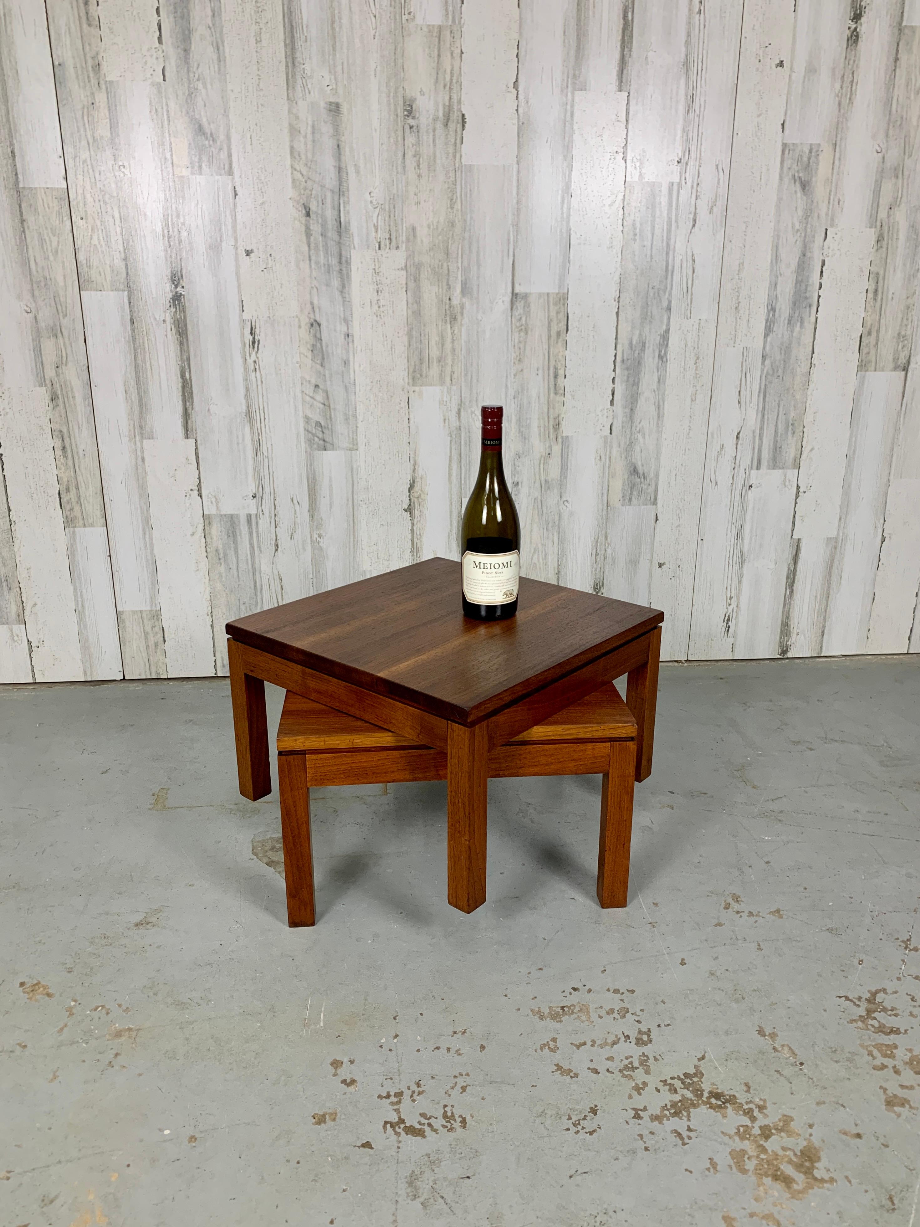 Parsons Style Walnut Low End Tables  1