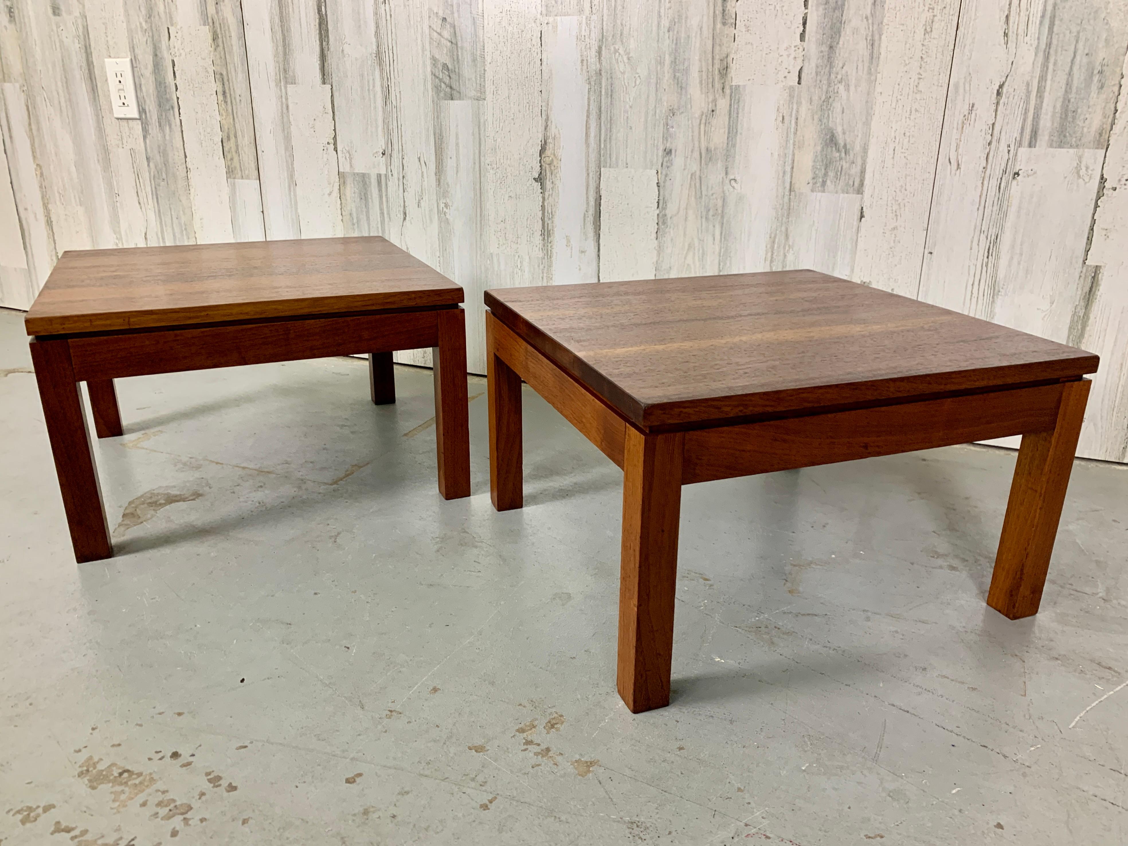 Parsons Style Walnut Low End Tables  3