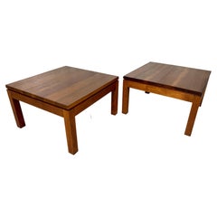 Parsons Style Walnut Low End Tables 
