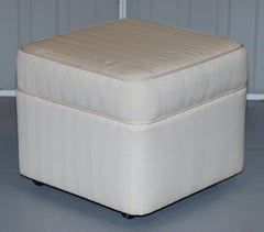 Part Large Suite Pair of Vintage Midcentury Upholstered Footstools on Castors