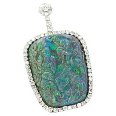 Part of An Antique Snuff Bottle Carved Black Opal Diamond Pendant