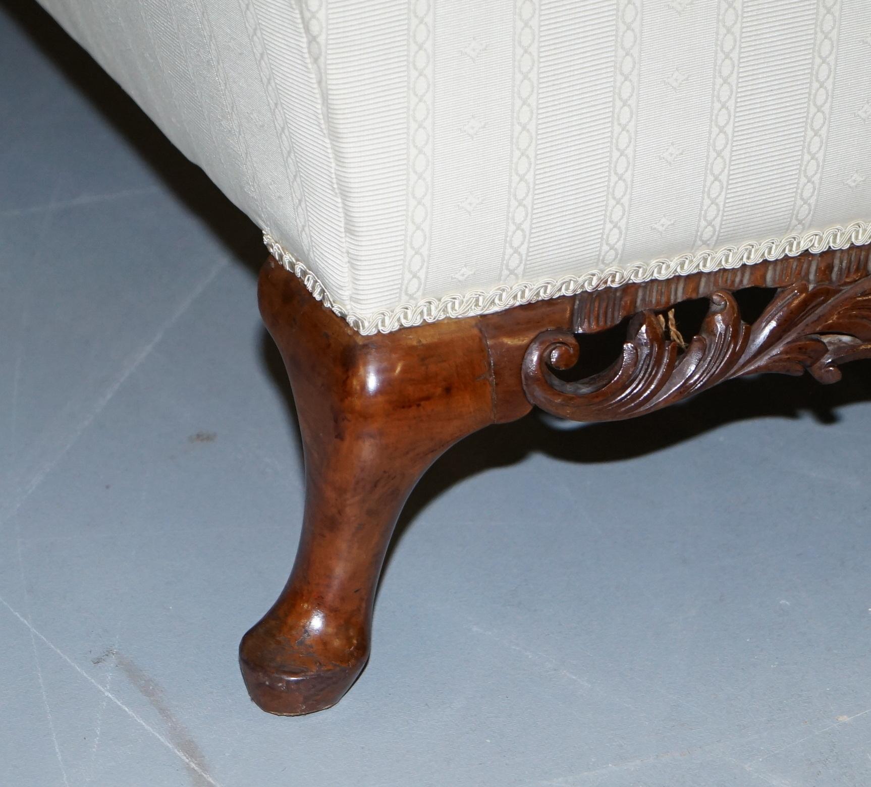 Part of Large Suite Ornately Carved Walnut Lion Hairy Paw Feet Three Person Sofa For Sale 6
