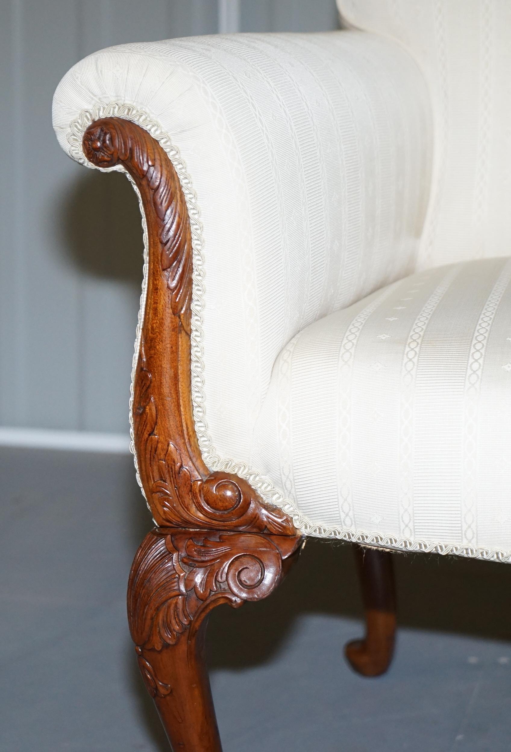 Hand-Crafted Part of Large Suite Pair of Carved Walnut Occasional Armchairs Lion Hairy Paw