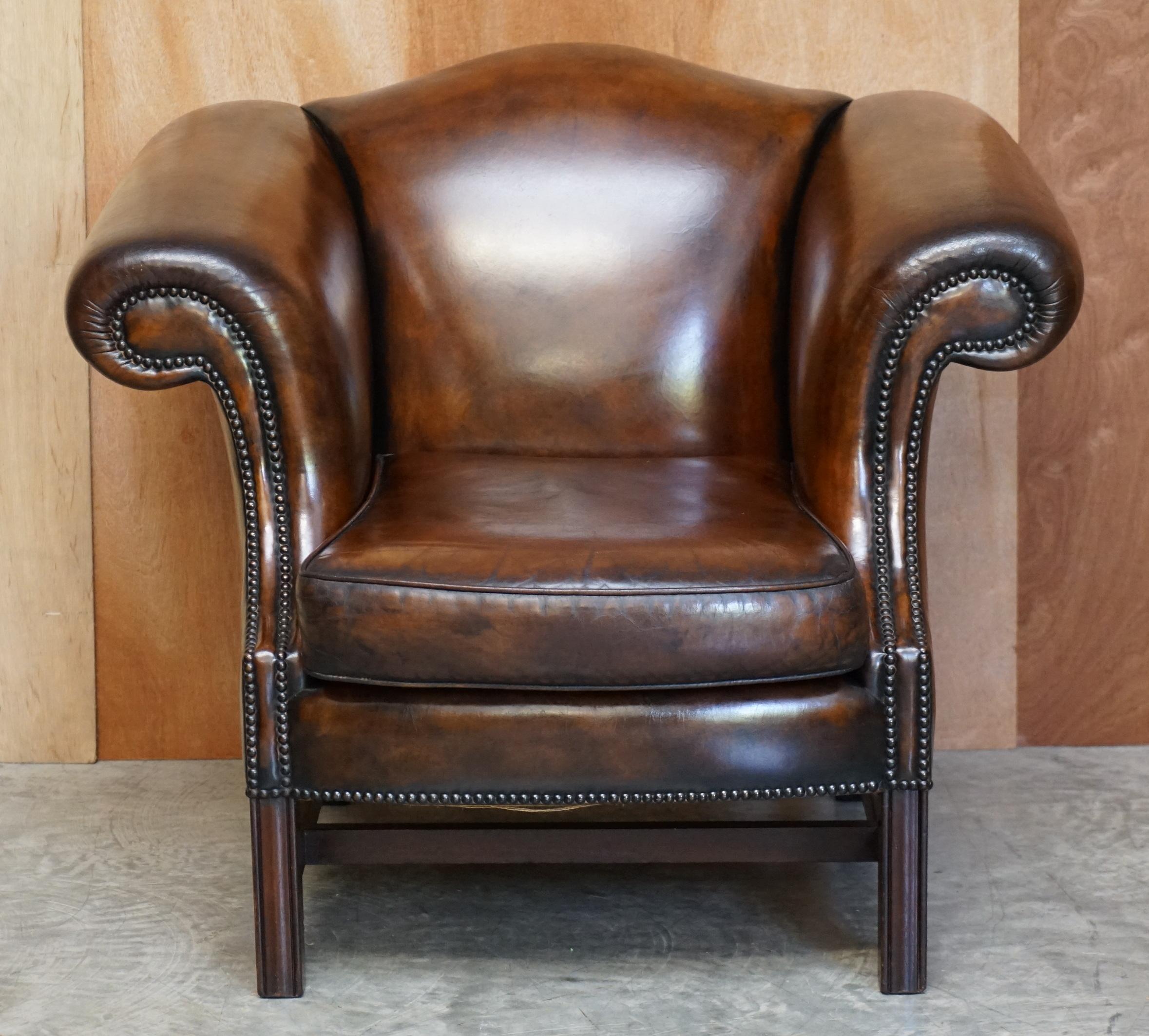 Georgian Part of Large Suite This Lovely Pair of Hand Dyed Brown Leather Club Armchairs For Sale