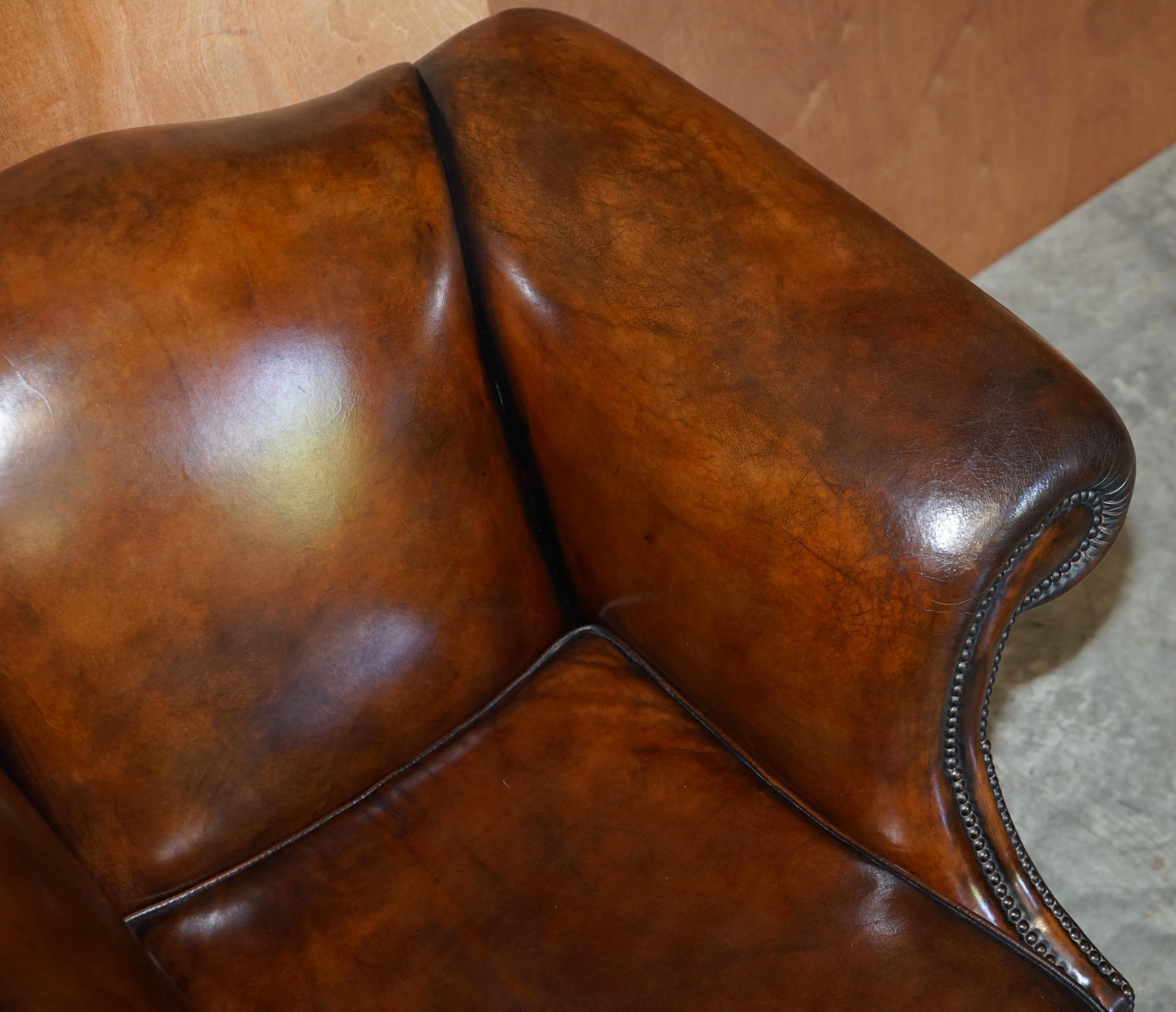20th Century Part of Large Suite This Lovely Pair of Hand Dyed Brown Leather Club Armchairs For Sale