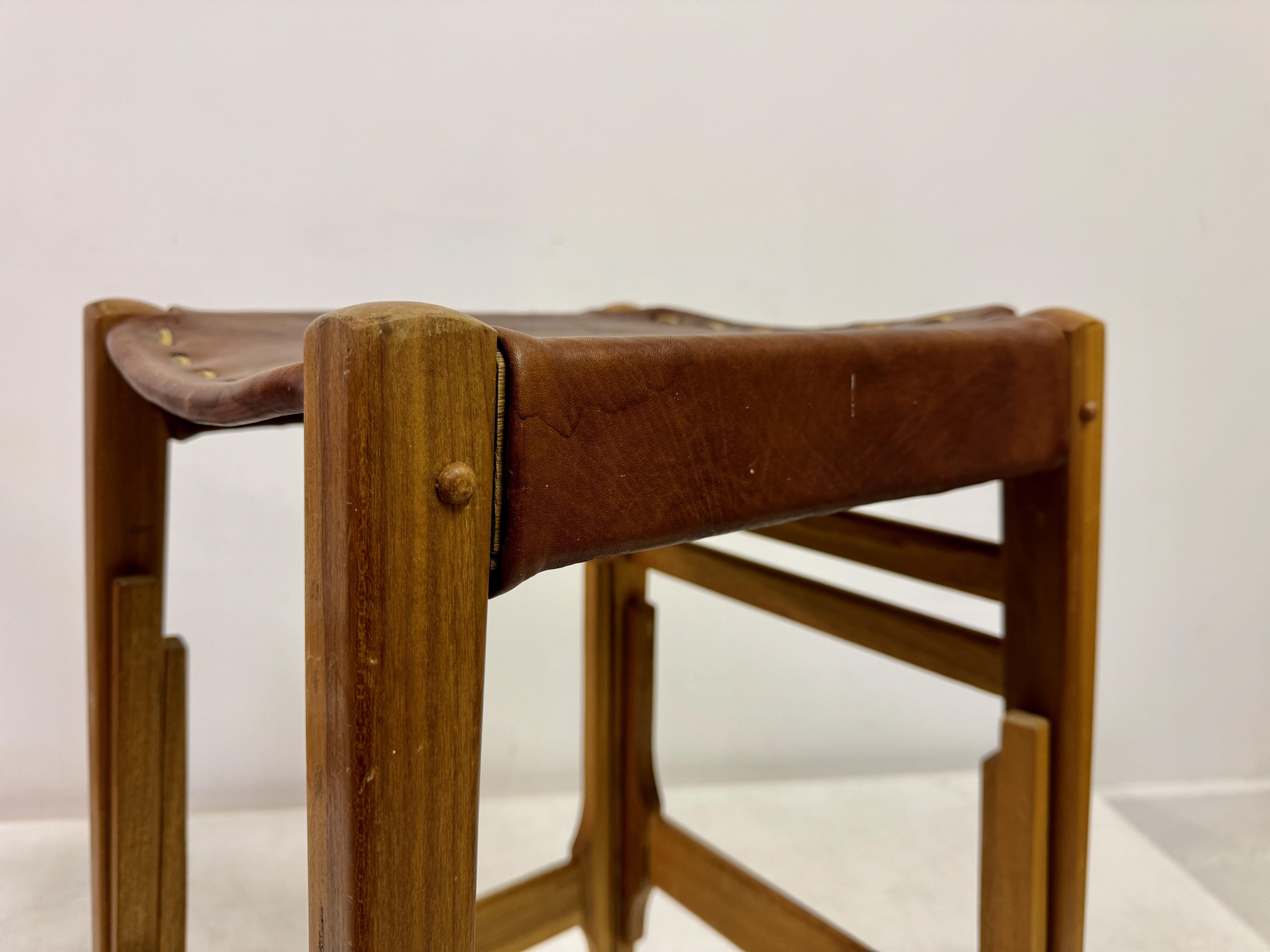 Part of Mid-Century Wood High Stools by Werner Biermann for Arte Sano For Sale 2