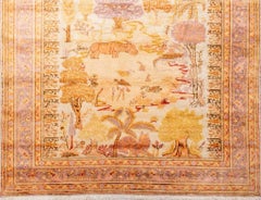 Part Silk Pictorial Souf Kayseri Rug, 7'3" x 4'9"