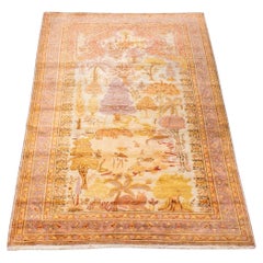 Part Silk Pictorial Souf Kayseri Rug, 7'3" x 4'9"