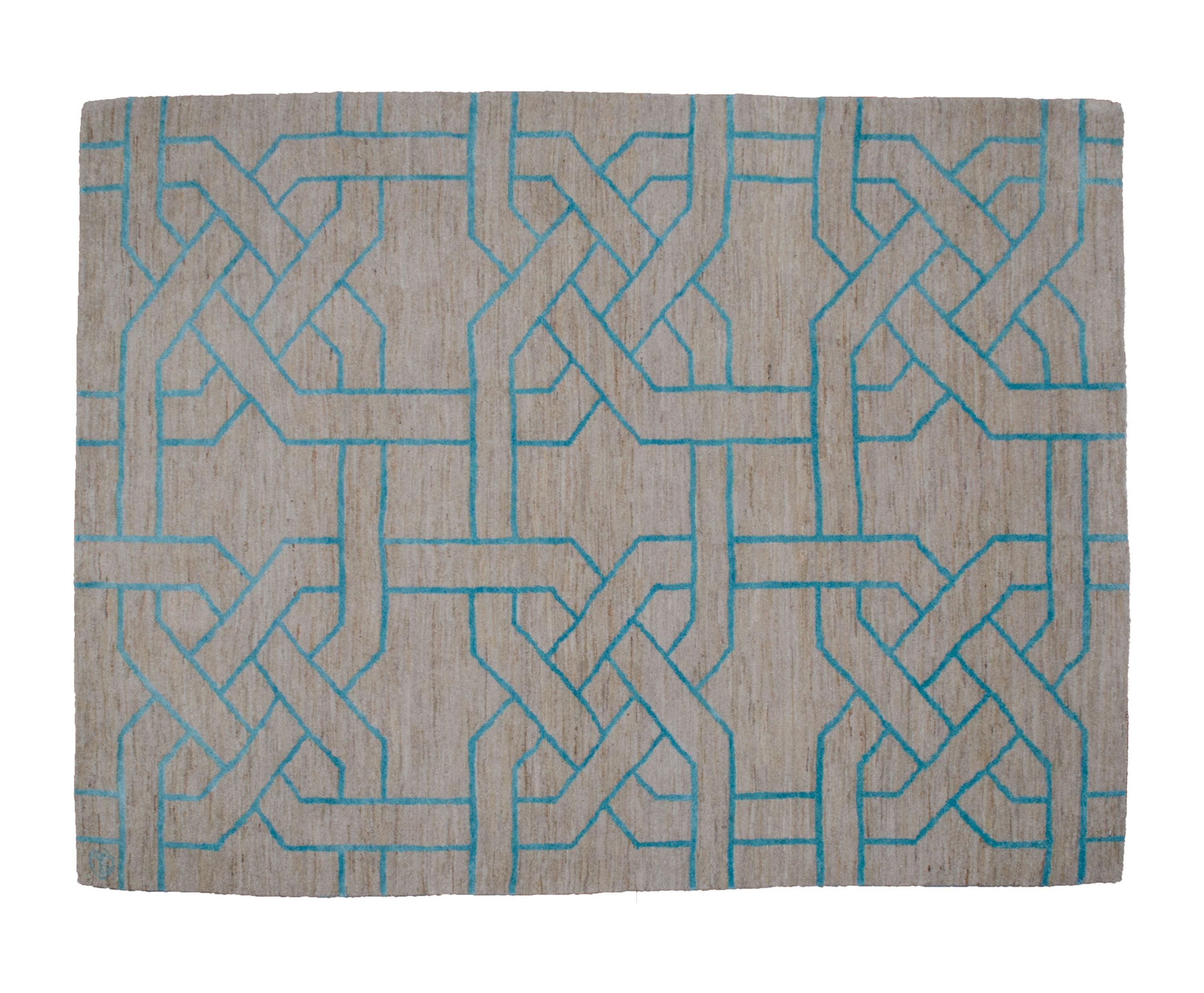 Reticolo-Teppich aus Seide in Teil 200x150cm (Wolle) im Angebot