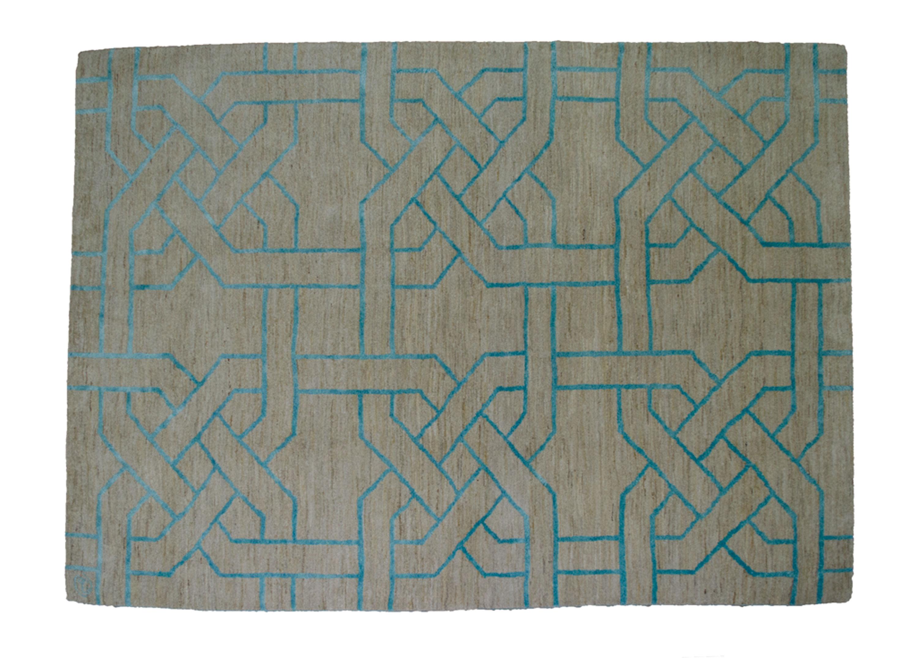 Reticolo-Teppich aus Seide in Teil 200x150cm im Angebot 1