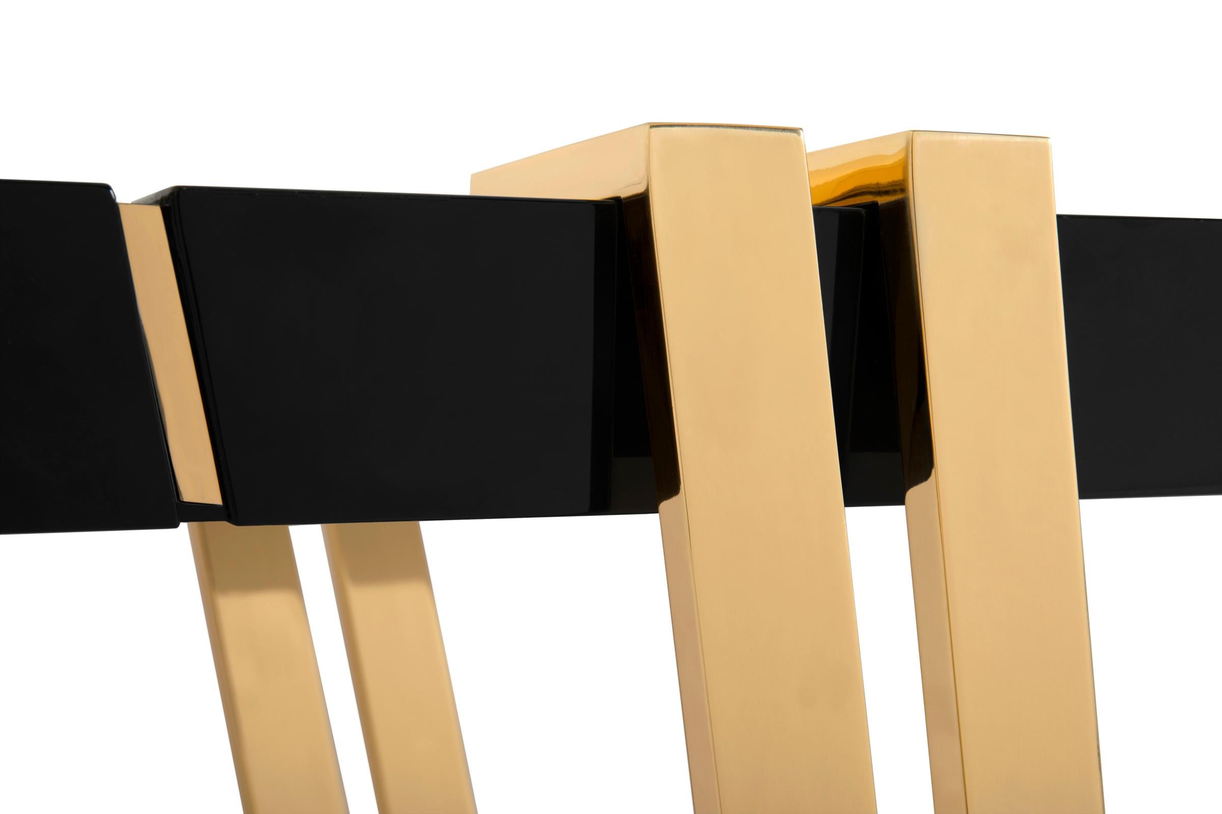 Contemporary Partenon Console Table with Black Marble Central Top For Sale