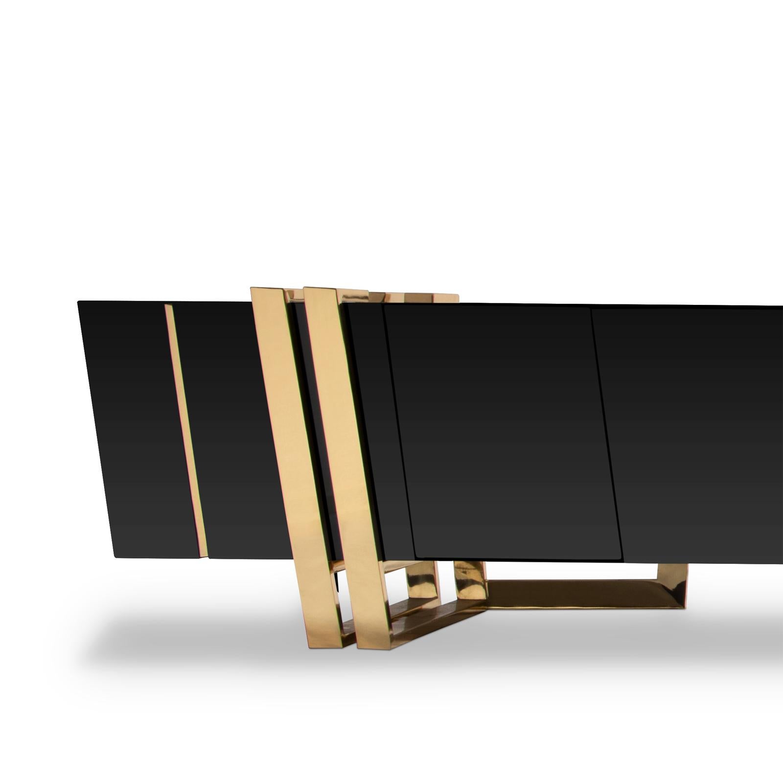 Contemporary Partenon TV Sideboard with Black Marble Top For Sale