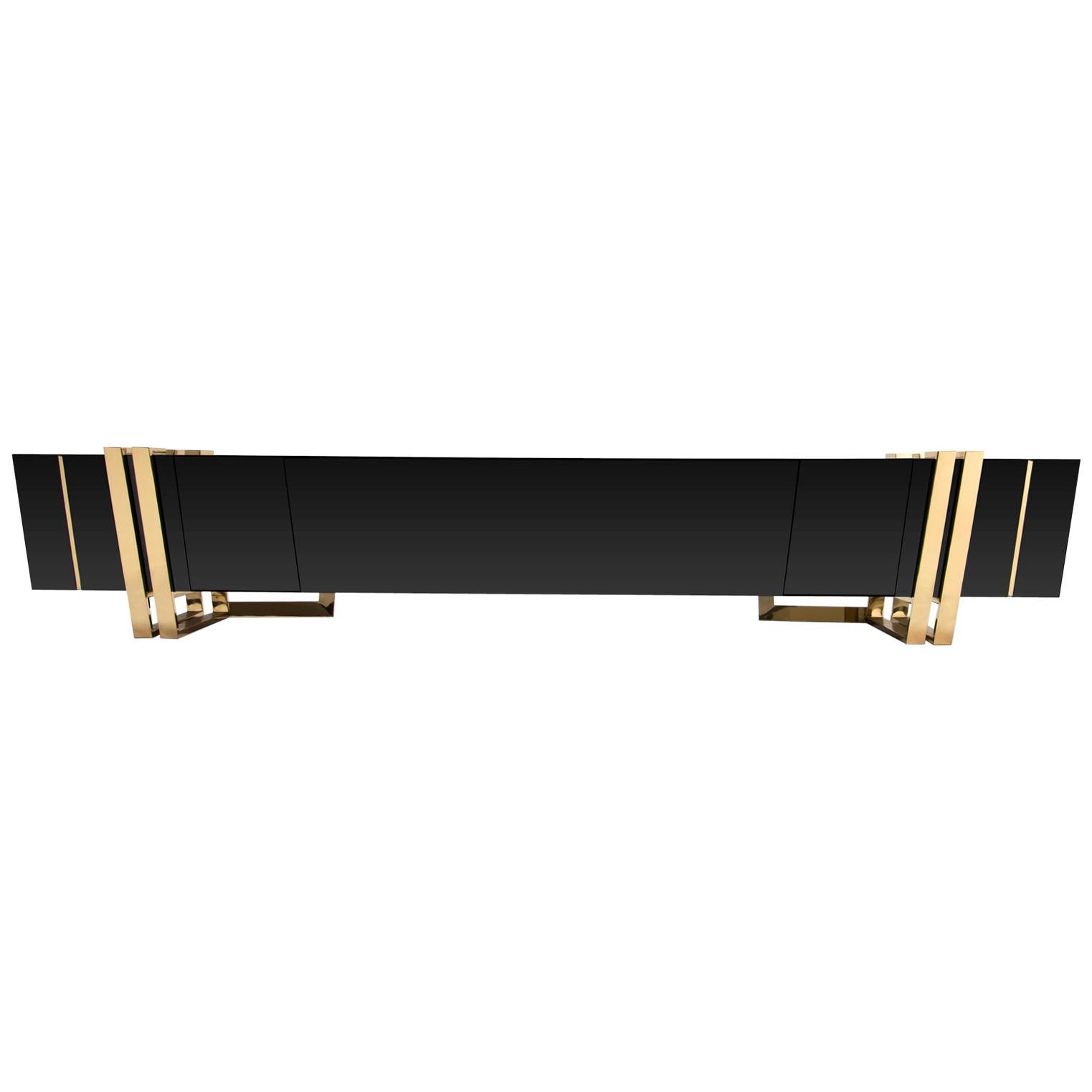 Partenon TV Sideboard with Black Marble Top