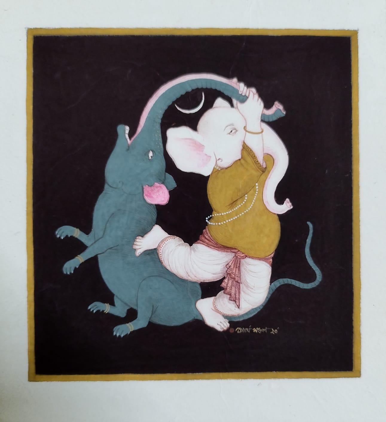 Ganesh en mode déferent n° 2 - Contemporain Painting par Partha Mondal