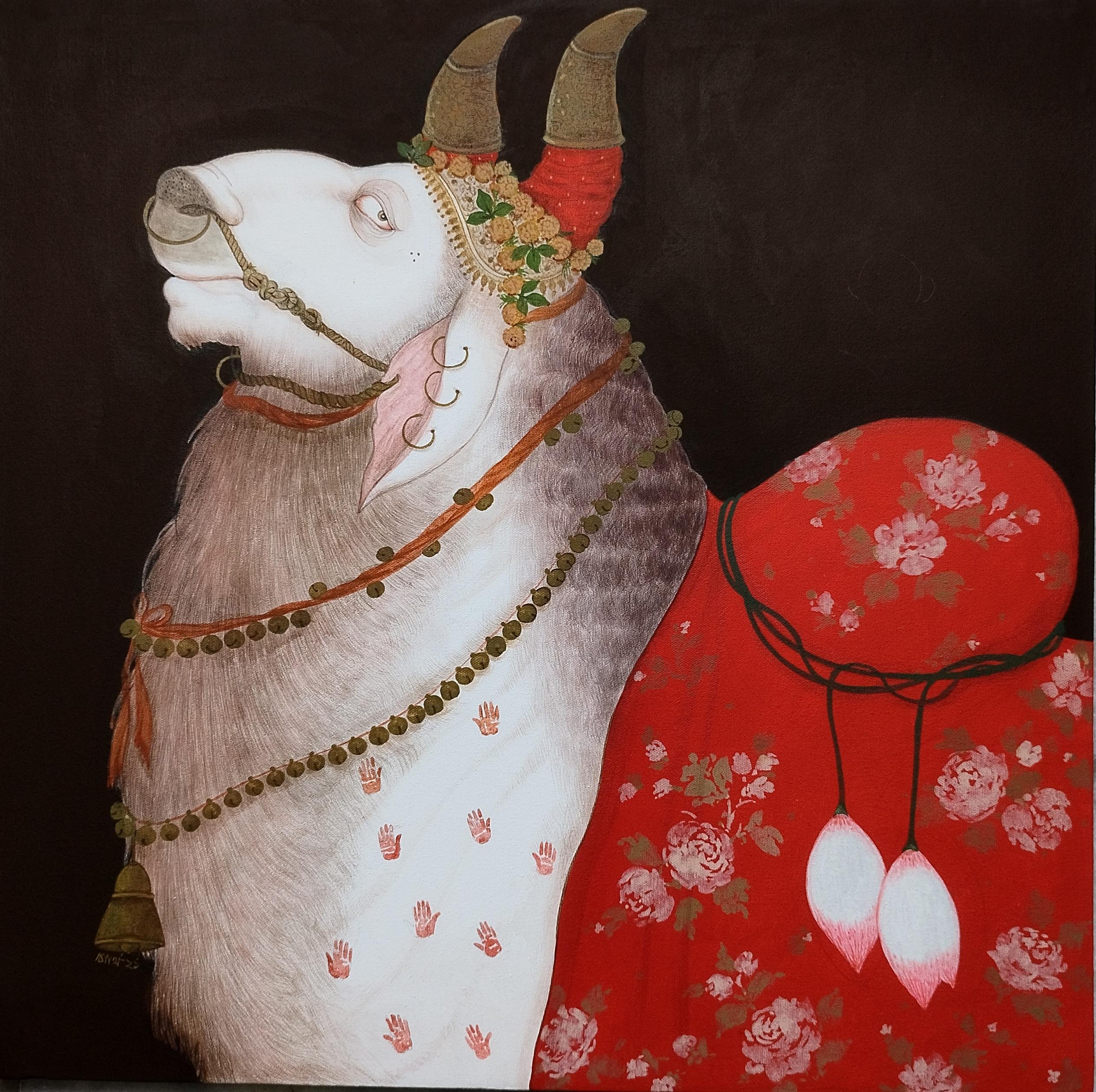 Partha Mondal Animal Painting - Nandi #3