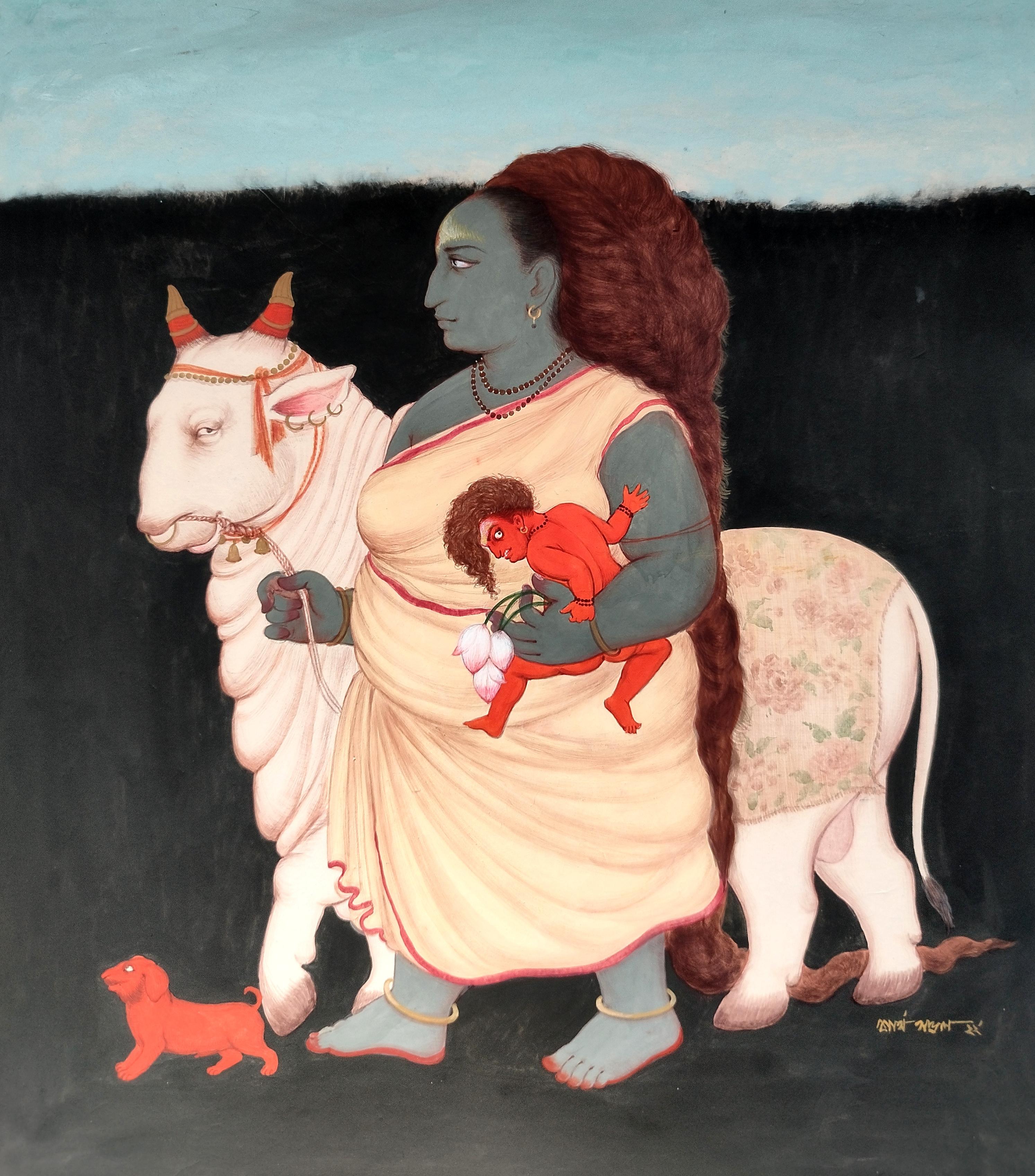 Partha Mondal Figurative Painting - The cosmic Mother (Tara devi) 