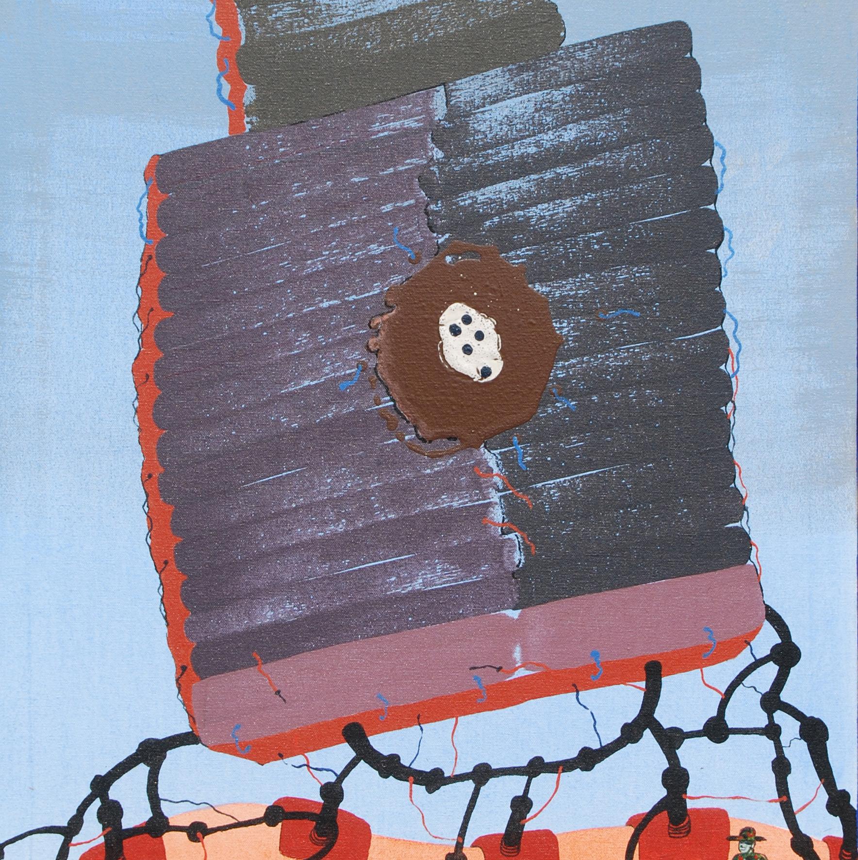 War or Peace, Pair of works, Acrylic, Mixed Media on Canvas, Blue, Red