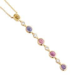 Parti Color Drop Pendant with Sapphires and Diamonds