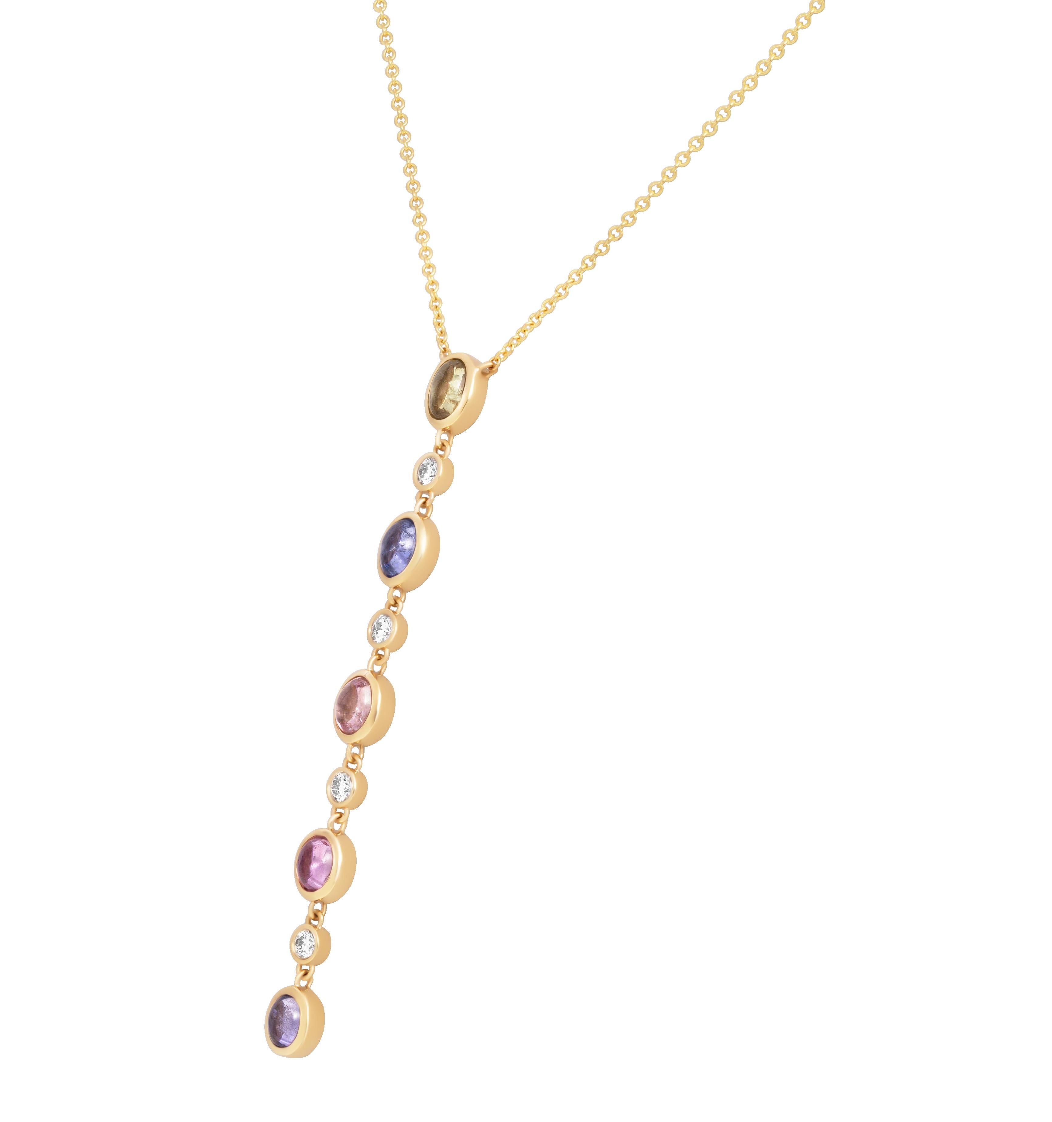 Moderne Pendentif Parti Color Drop avec saphirs et diamants en vente