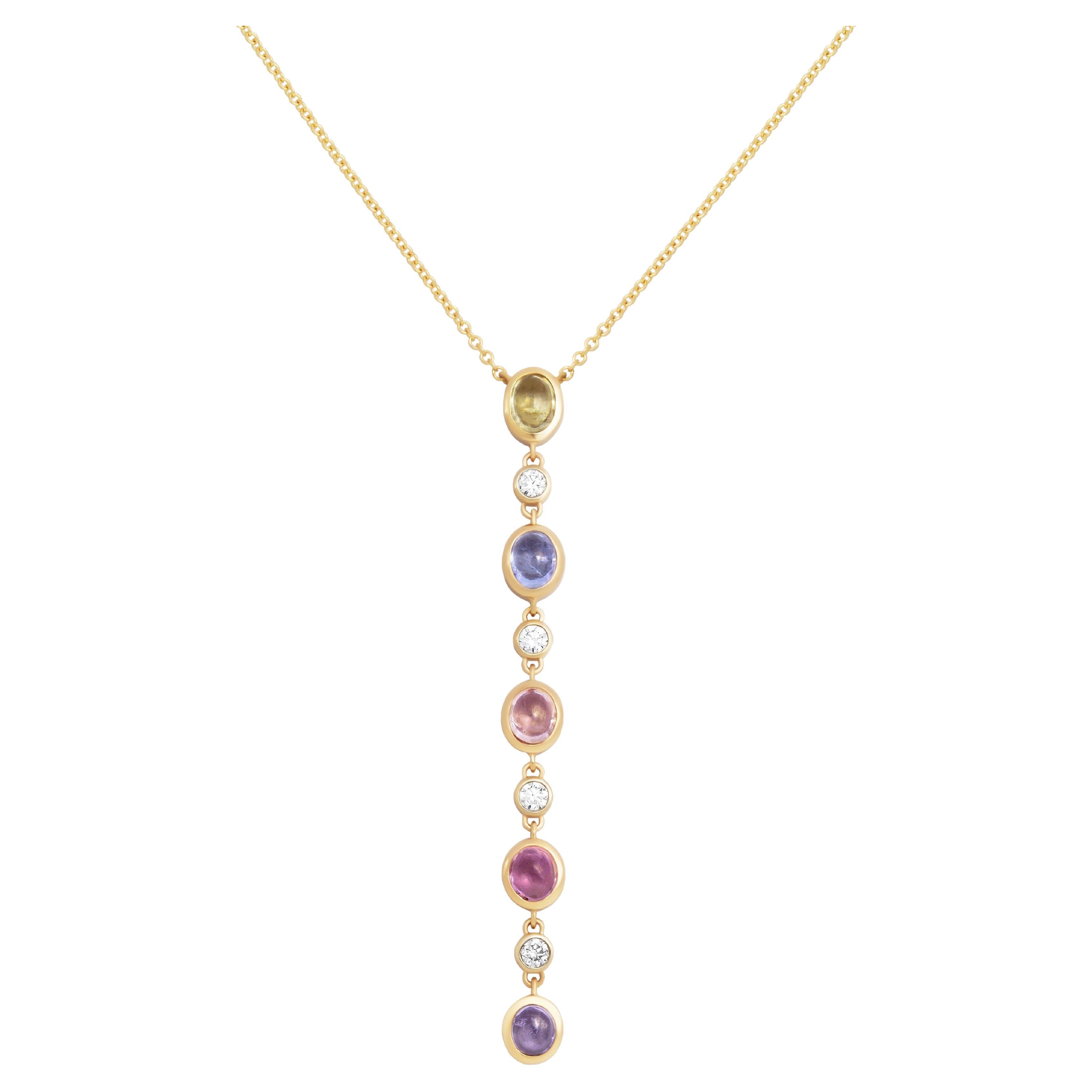 Pendentif Parti Color Drop avec saphirs et diamants