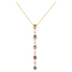 Parti Color Drop Pendant with Sapphires and Diamonds