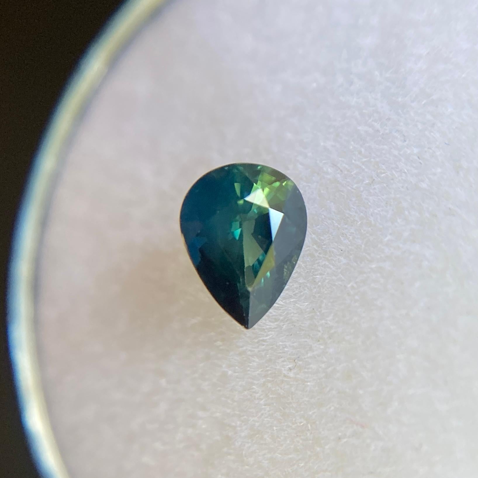 Women's or Men's Parti Colour Australian Sapphire 0.75ct Blue Green Yellow Pear Cut