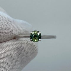 Parti Colour Green Blue Australian Sapphire Round 18k White Gold Solitaire Ring