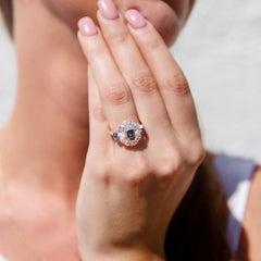 Parti Sapphire and Diamond Contemporary 18 Carat Yellow Gold Cluster Ring