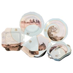 Partial Dinner Service Haviland Limoges, handbemalt, „View of France“