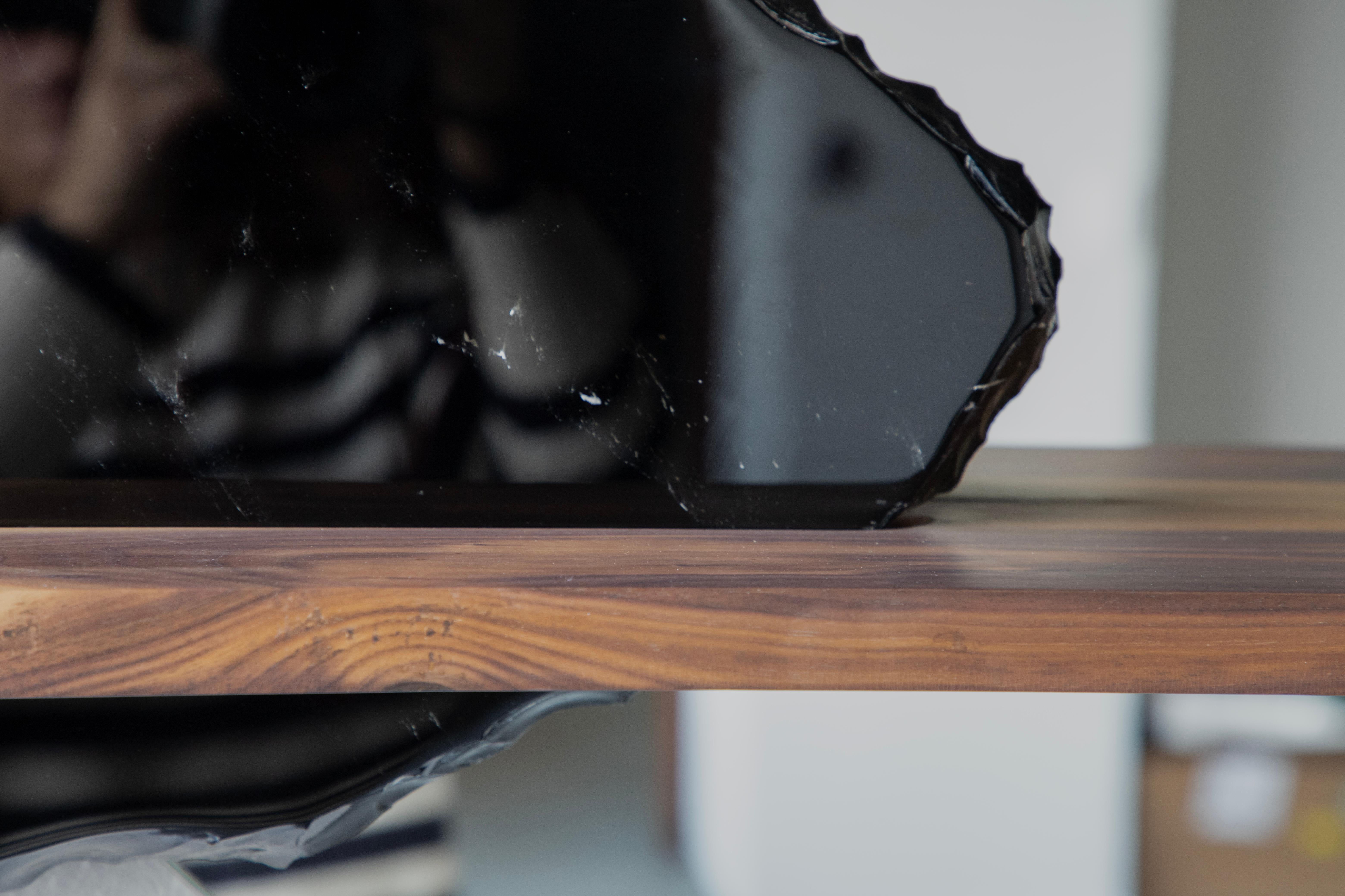 Hand-Crafted Partial Eclipse 2 - Sten Studio - Handcrafted obsidian mirror For Sale