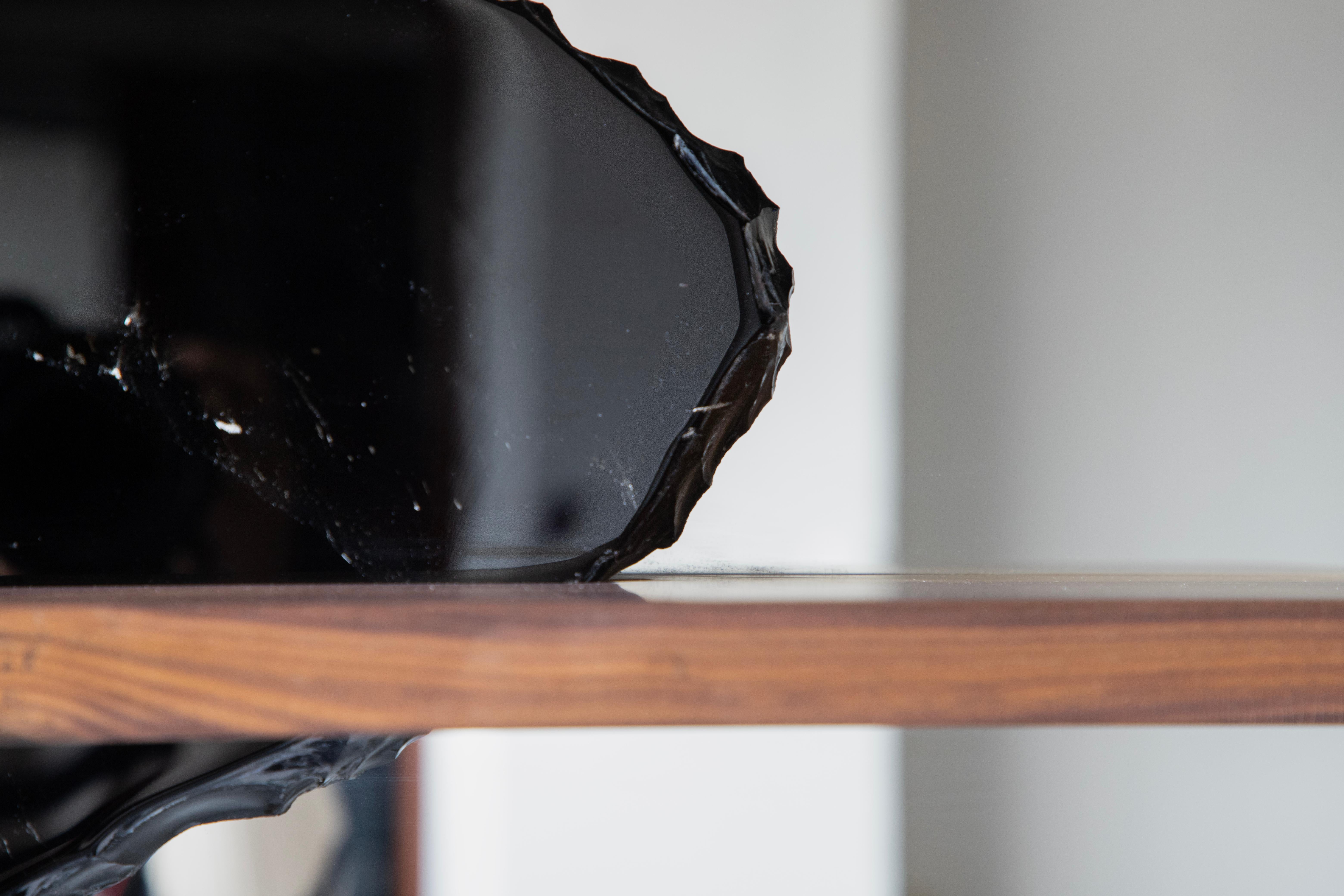 Partial Eclipse - Sten Studio - Handcrafted obsidian mirror In New Condition For Sale In Tampa, FL