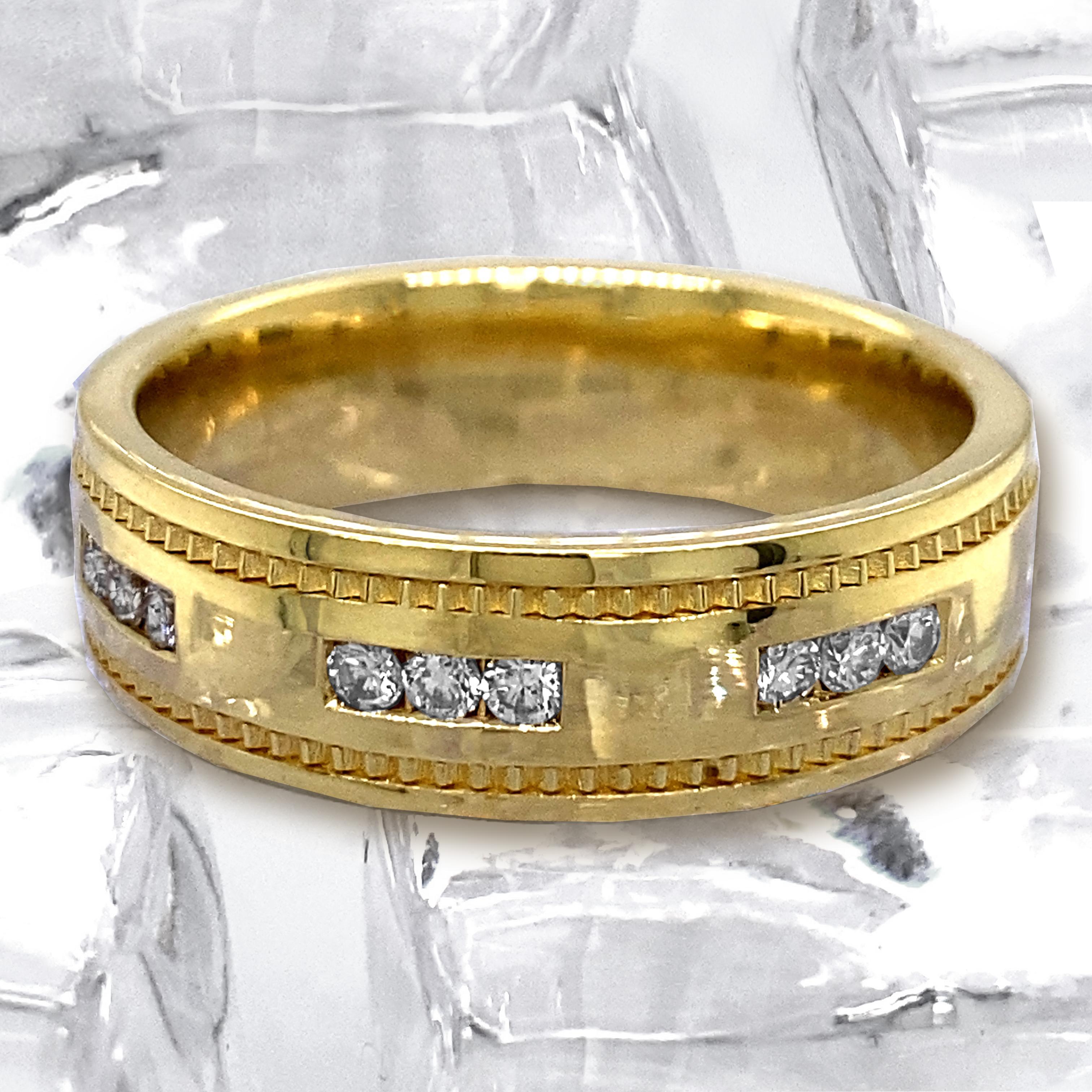 „Partial Hopper“ Herren-Hochzeitsring aus 18 Karat Gelbgold mit 0,32 Karat Diamant für Damen oder Herren im Angebot