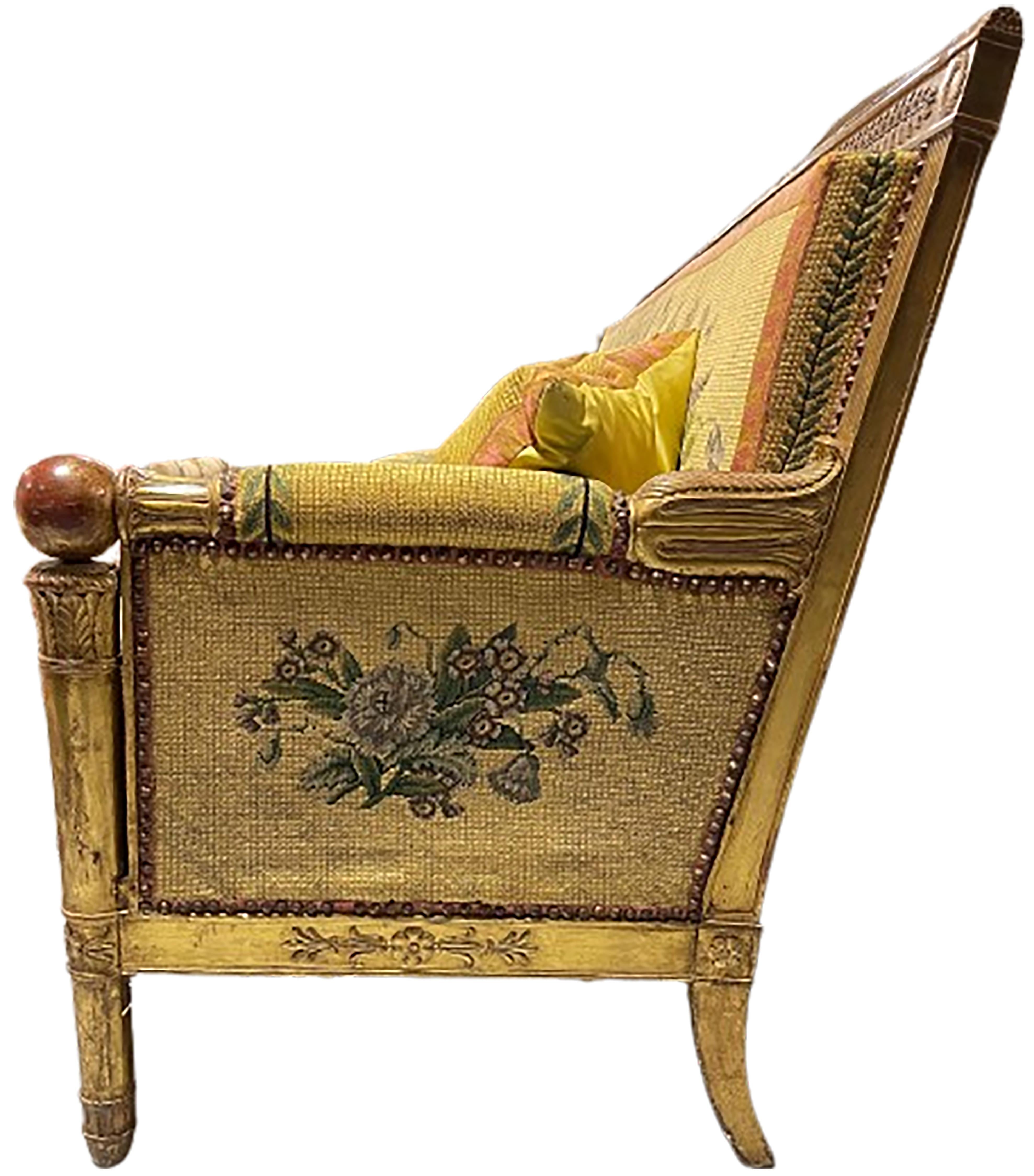 Partial Set Französische Periode Directoire Salon Periode Sitzmöbel Parcel Paint Gilding (Vergoldet) im Angebot