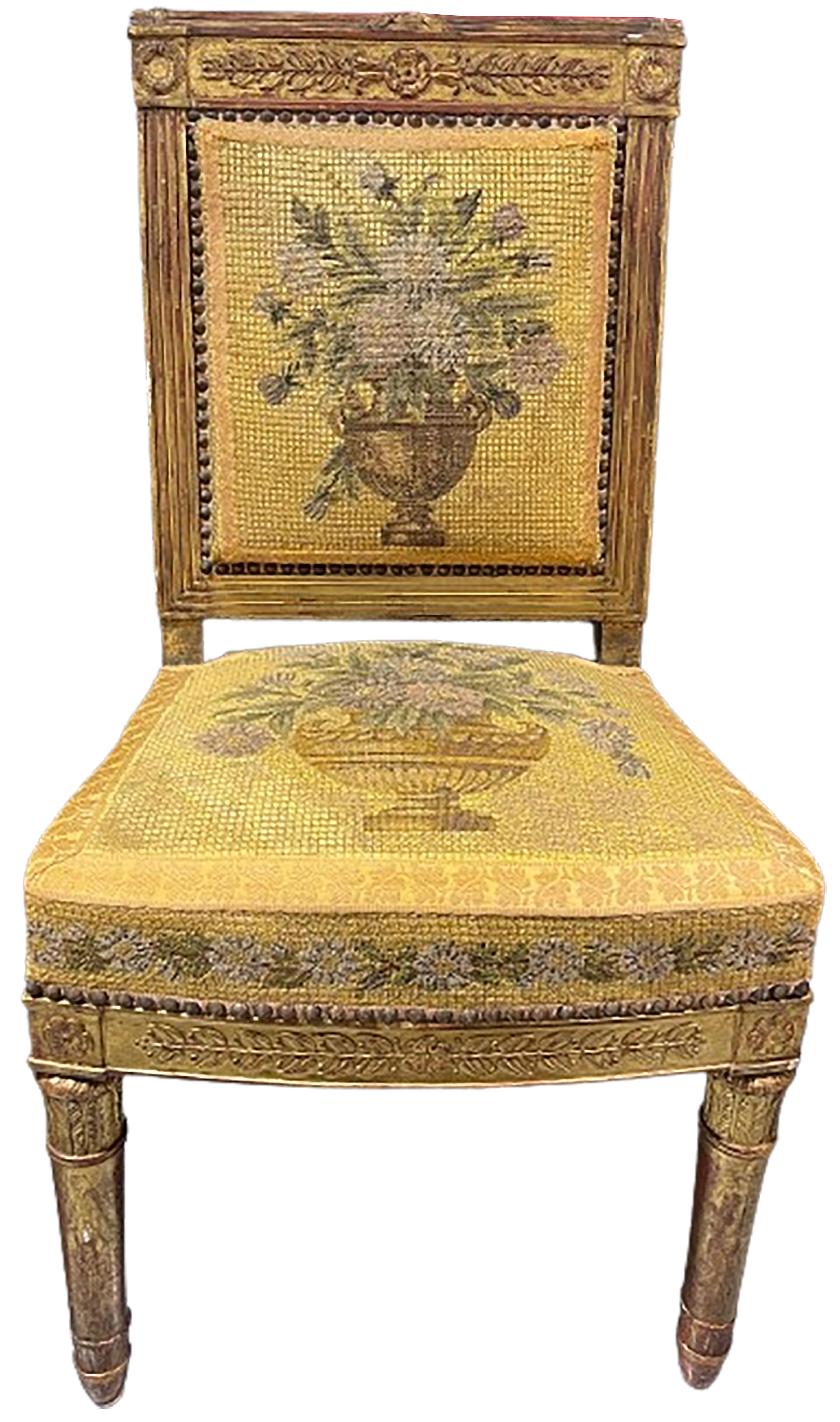 Partial Set Französische Periode Directoire Salon Periode Sitzmöbel Parcel Paint Gilding (Gold) im Angebot