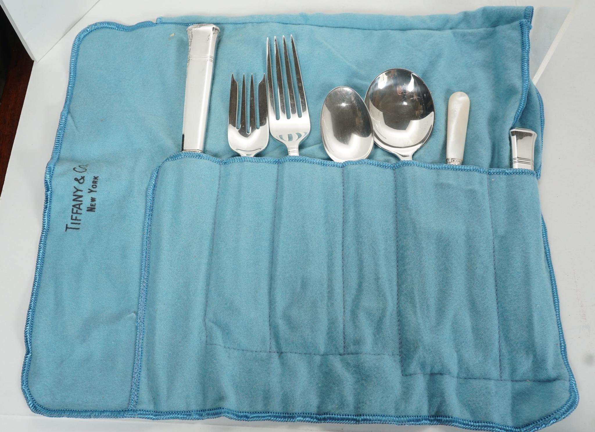 Partial Tiffany Windham Sterling Silver Flatware with 6 Wm Rogers Fish Knives For Sale 1