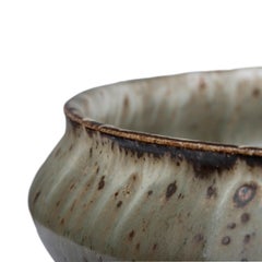 Partially glazed stoneware dish by Danish ceramist