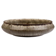Partially glazed stoneware dish by Danish ceramist