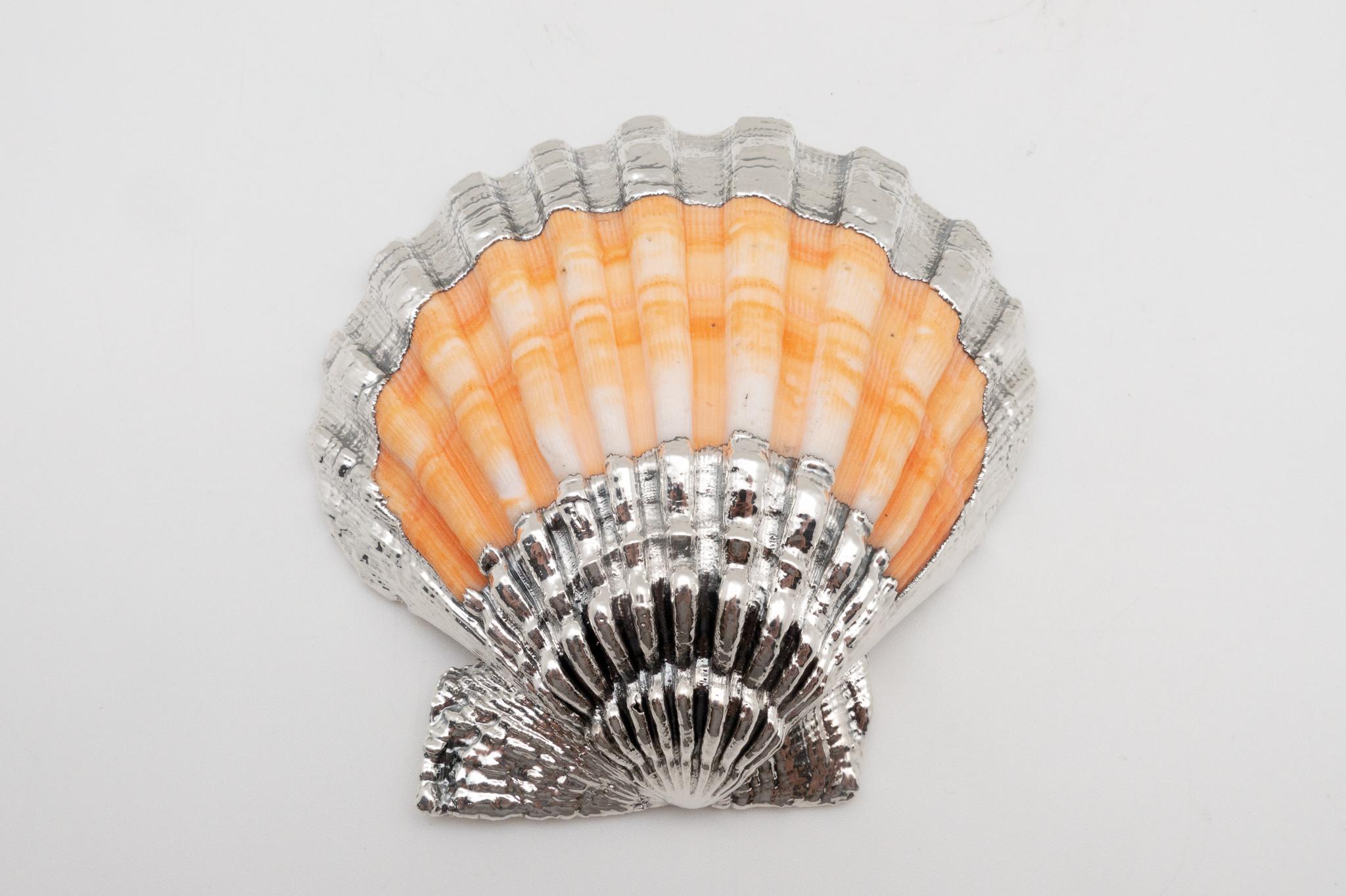 Partially Silvered Pecten Shell- Made in Rome, Italy  In Excellent Condition In New York, NY