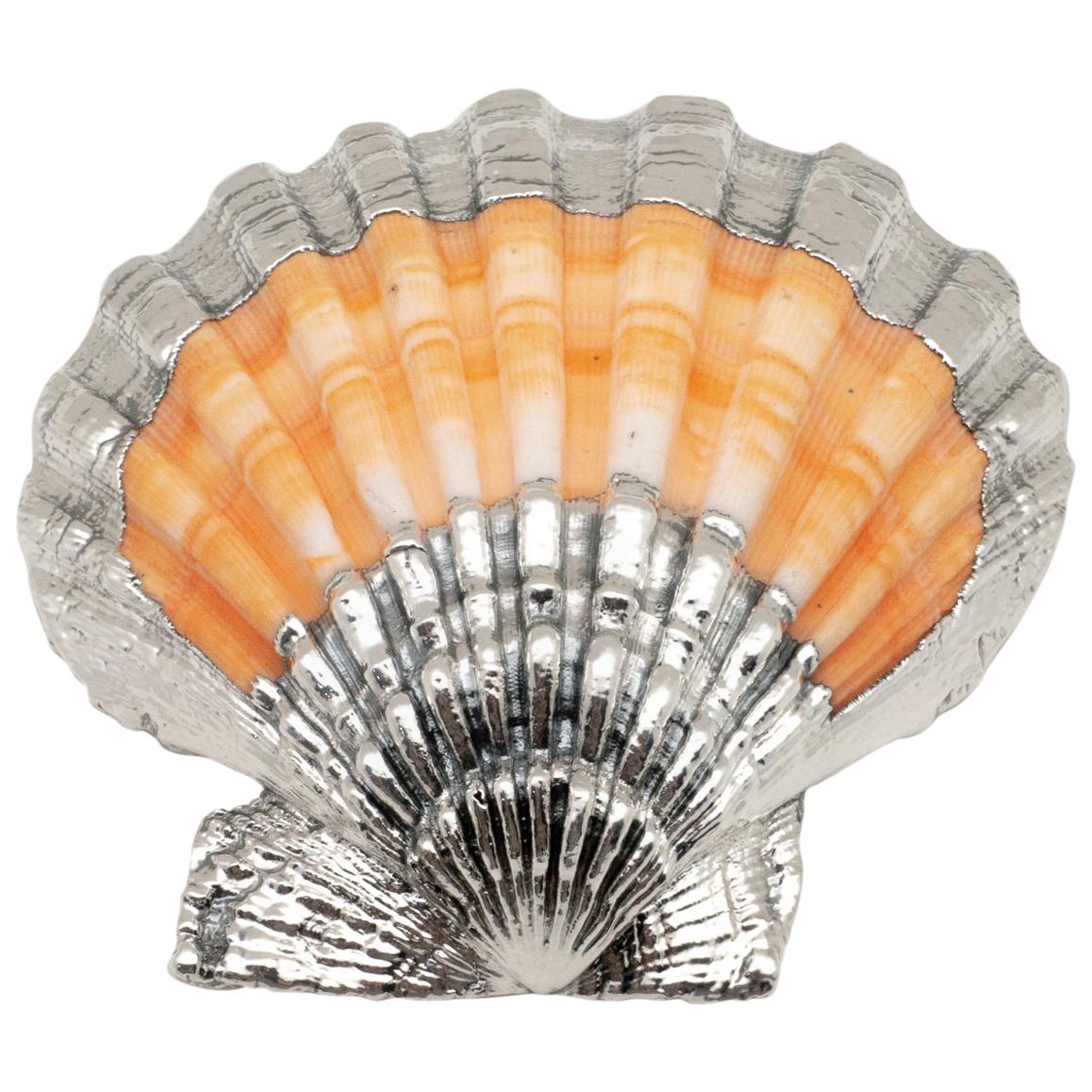 Partially Silvered Pecten Shell- Made in Rome, Italy 