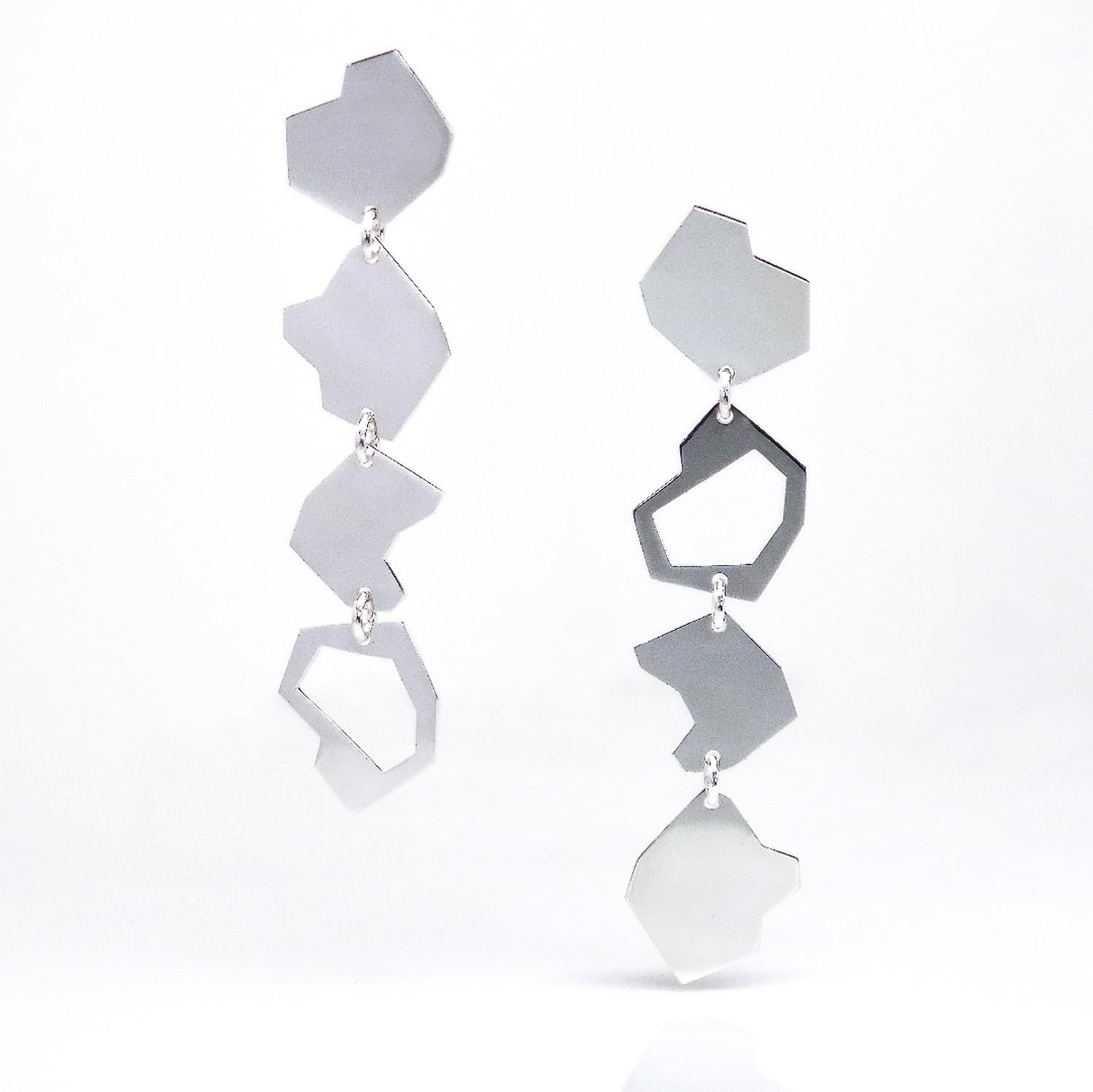 Modernist Particle Sterling Silver Earrings by TIN HAUS For Sale