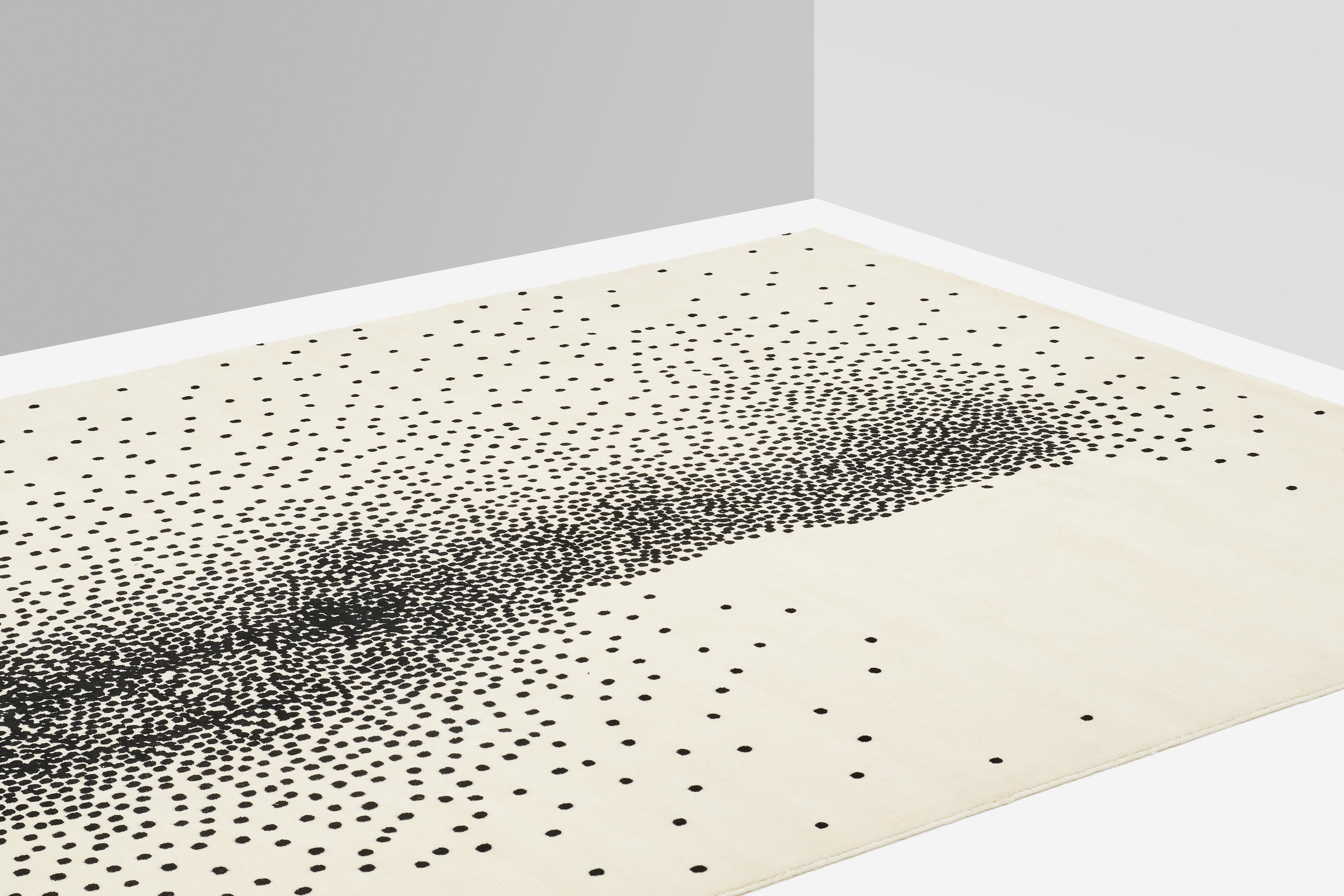 Hand-Knotted Particles Carpet, Hand Knotted in Wool, 100 Knots, Andrea Morgante For Sale