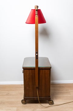 Besondere Art Deco Stehlampe mit schwenkbarem Spirituosenschrank inkorporiert