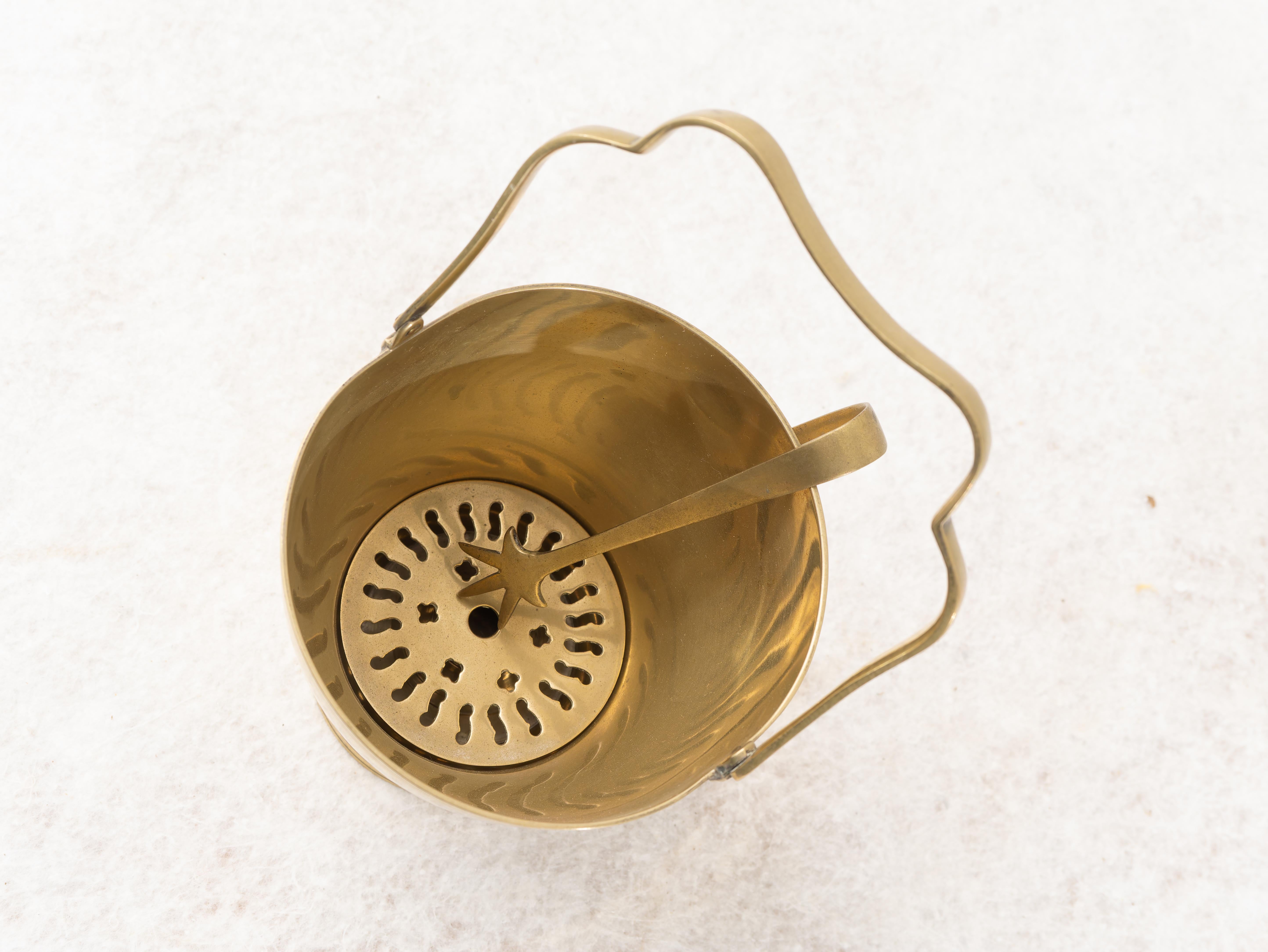 Brass Detail BRASS ice box with pliers, 1930s For Sale
