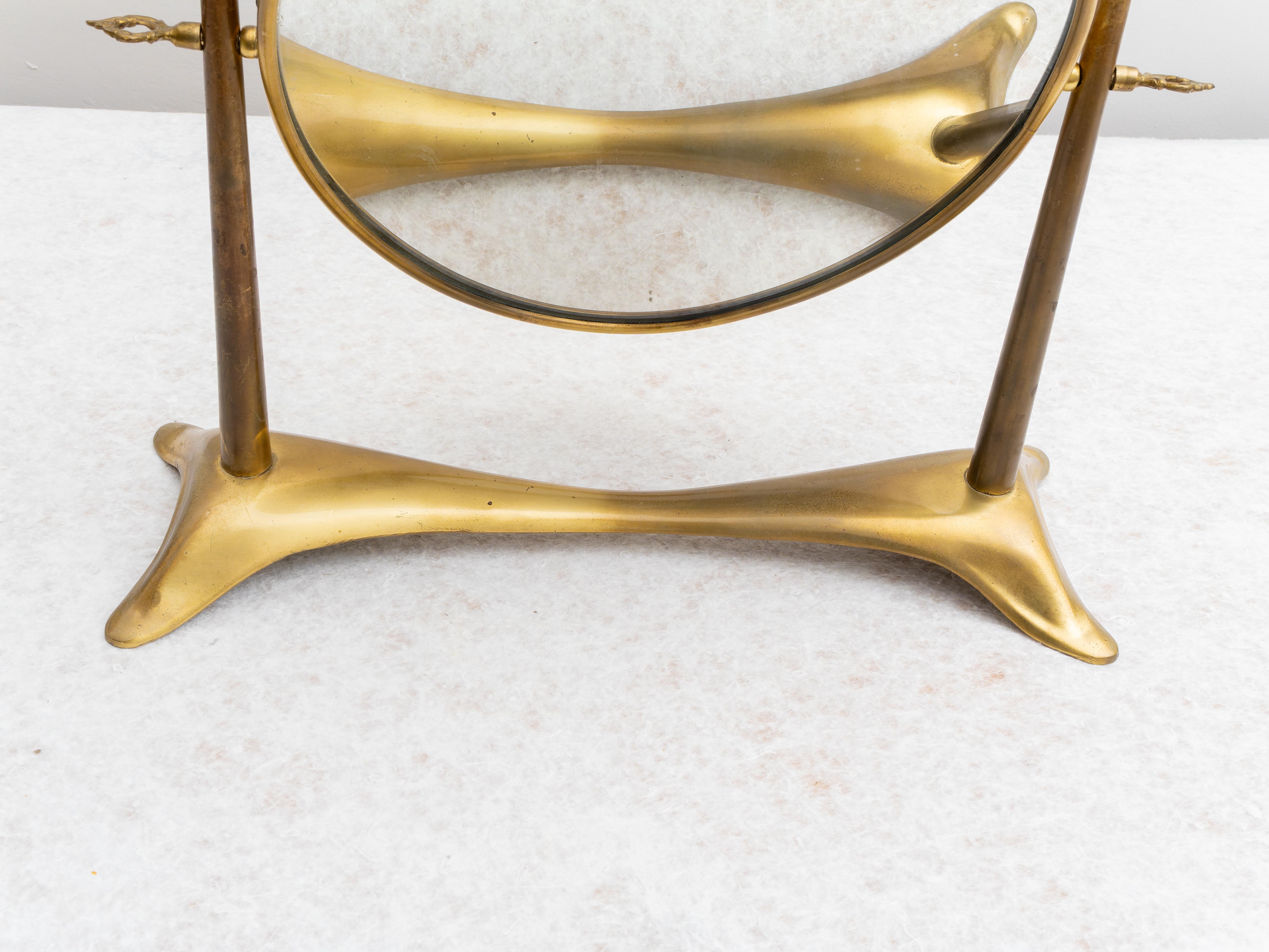 Mid-20th Century Detail Oval Table Mirror, 1940s For Sale