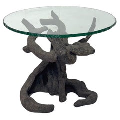 Particolare tavolo in bronzo a forma di albero, prod. italiana, anni '70