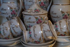 Particular and Rare Old Paris Hand-Painted Porcelain Coffee Tea Service, France