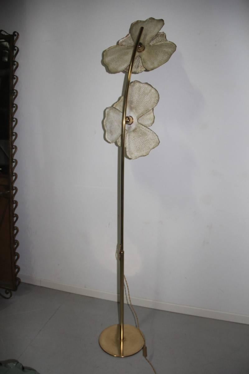 Floor Lamp Flowers metal lacquered brass Italian design 1970 2