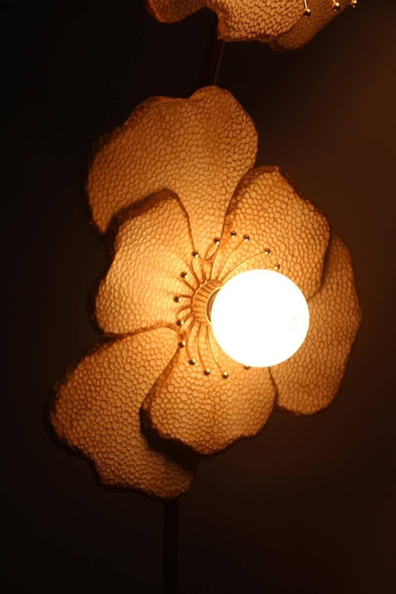 Floor Lamp Flowers metal lacquered brass Italian design 1970 4