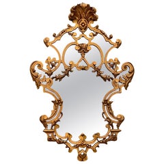 Miroir mural français particulier du milieu du siècle en Wood Wood doré, années 1950